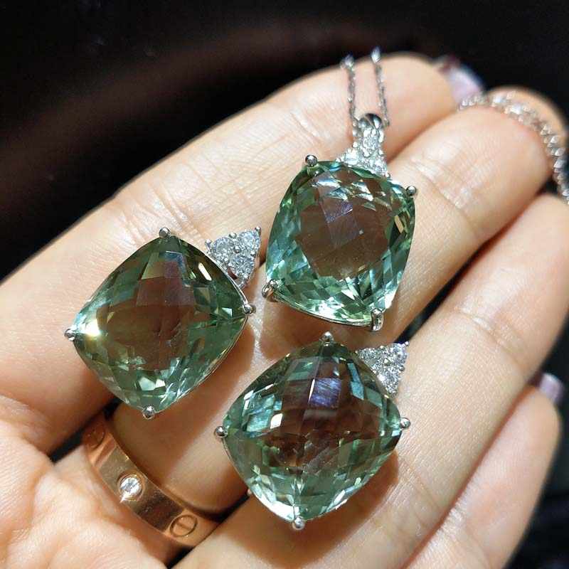 Серьги с празиолитом